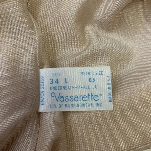 Vassarette Vintage Slip Dress Nightgown Lace Cream Nude Adjustable Straps  Size L