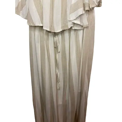 After Market Layered Lightweight Maxi Dress Size Medium Flowing Sundress Tan