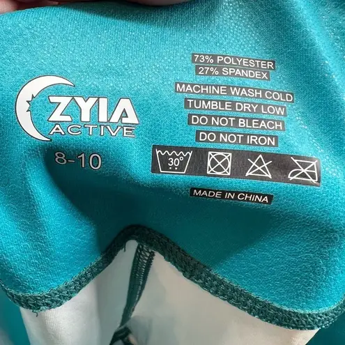 ZYIA Active Venom Ombre Metallic Light N Tight Leggings teal white sz large 8