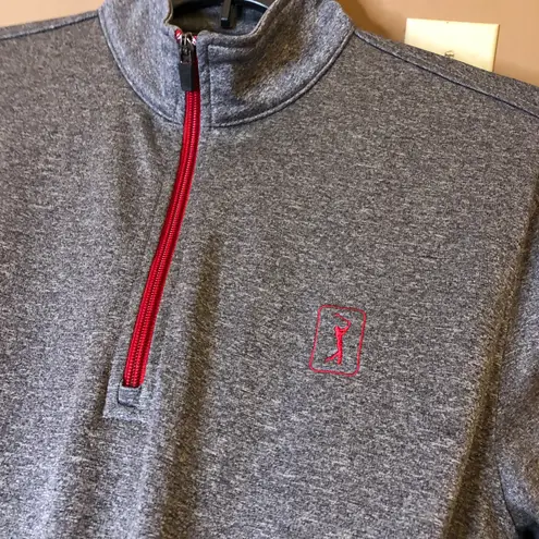 PGA Tour Golf Quarter Zip Pullover Thermalflux grey Red Medium