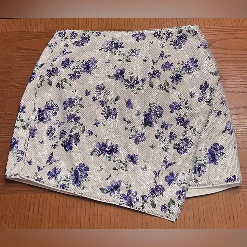 Majorelle  Tamara Sequin‎ Skirt in Purple Butterfly Asymmetrical Hem Size Medium