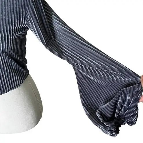 Privacy Please Lynnsey Crop Top in Bluestone Ribbed Long Sleeves Size Medium