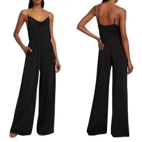 Jason Wu Palazzo Cowl Neck Chain Straps Black Jumpsuit Wide Leg Formal Party XS