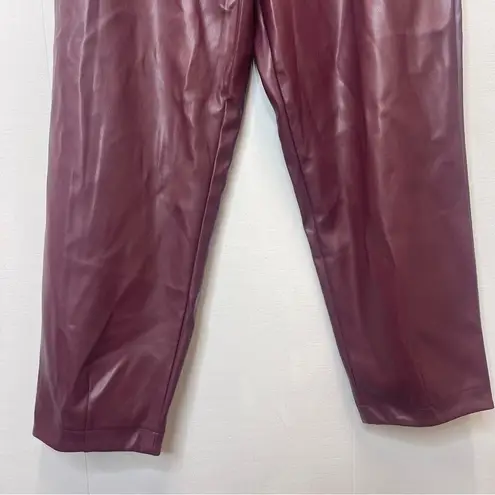 Ryegrass Women’s Size 14 Burgundy Faux Leather Ankle Pants High Rise Red
