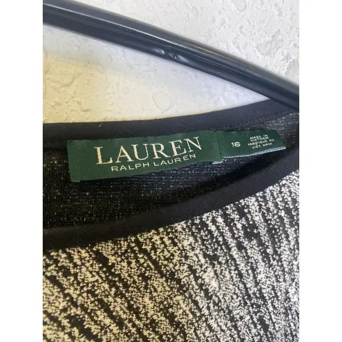 Lauren Ralph Lauren Black White 2 Toned Sheath Mini Dress EUC Sz 16 Stretchy Zip