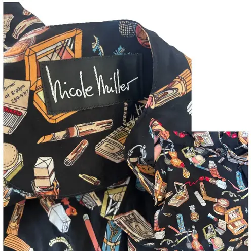 Nicole Miller Vtg RARE Nicole‎ Miller Silk Baby Doll Makeup Blouse Top XS/Small