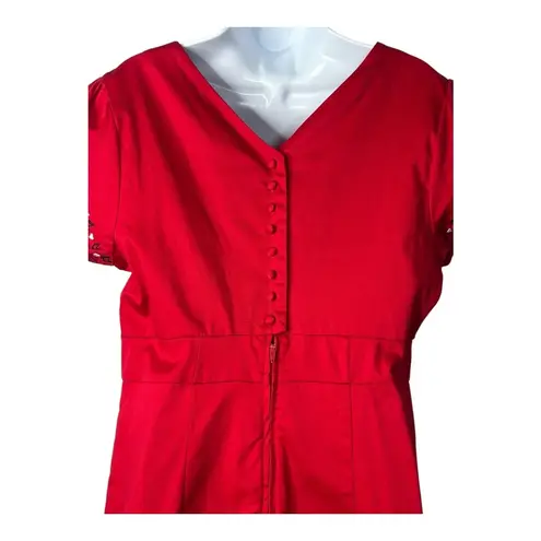 Betty Boop Torrid Embroidered Keyhole Red Dress Pinup Style Cutout Midi Size 12