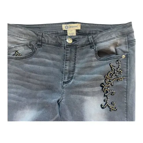 Democracy Womens Grommet Detail Distressed Freedom Ankle Skimmer Jeans Sz 12