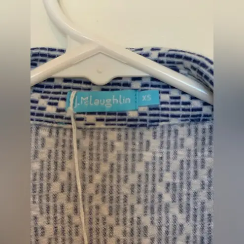 J. McLaughlin JM Laughlin Blue and White Patterned Button-Up Shirt. Size-X-Small - Image 3