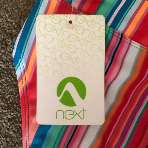 Next NWT Women’s Tavarua High Waist High Leg Bold Colorful Stripe Swim Bottom LG Pink