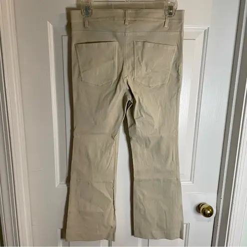 Theory  Cream color Boot Cut Lamb Leather Pants Size 4 capsule light academia - Image 5