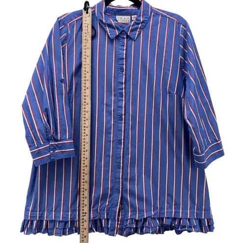 Joan Rivers Womans Button Up Blouse Size L Americana Ruffles Professional Career