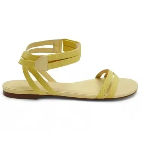 Allen Allen Rebecca Allen The Flat Two Strap Sandals Size 7 Citron Yellow Open Toe
