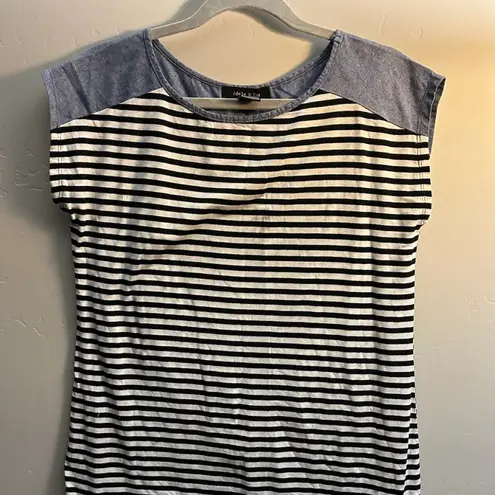 Adele & May Casual Striped Top – Women’s Small (Denim + Black & White) White Size undefined