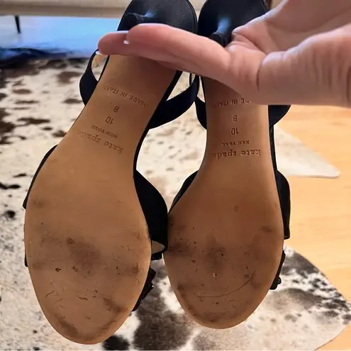 Kate Spade  Black Glitter Bow Slingback Heels‎ Size 10