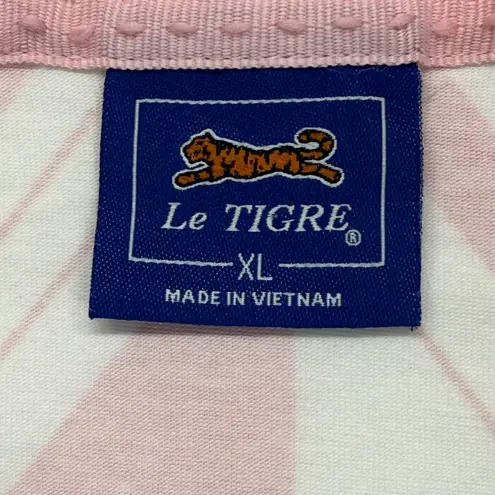 Le Tigre Sleeveless Golf Polo Shirt Pink Chevron Print Athletic XL