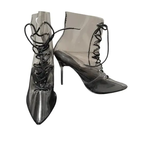 MACKIN J Womens Clear Transparent High Heel Pointed Toe Mid