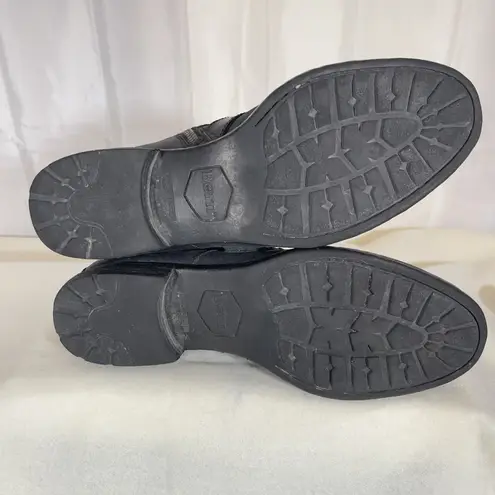 BORN Women’s Nivine Leather Black Buckle Ankle Boot Side Zip Size 8 F70803 Excel