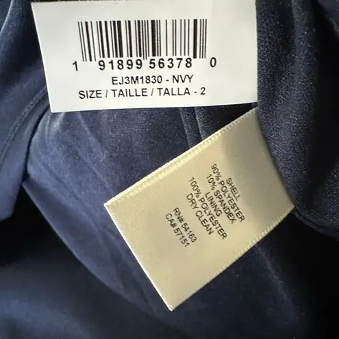 Eliza J One-Shoulder Side-Tuck Ruffle Hem Scuba Gown Navy Size US 2