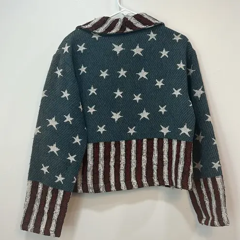 Sugar Street Weavers Womens Jacket Medium Tapestry Tweed Flag America USA July