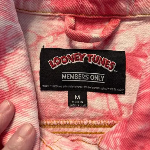 Looney Tunes Members Only Jacket Pink Tie Dye Tweety Bugs Bunny Size M