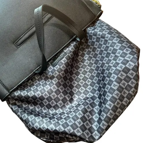 London Fog Sophia Studded Black Tote Bag NWT Faux Leather Gold Hardware