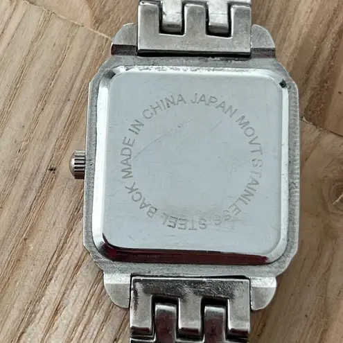 Côte d’Azur Ladies Watch Crystal Embellishments Square Pearl Dial Metal Bracelet Silver