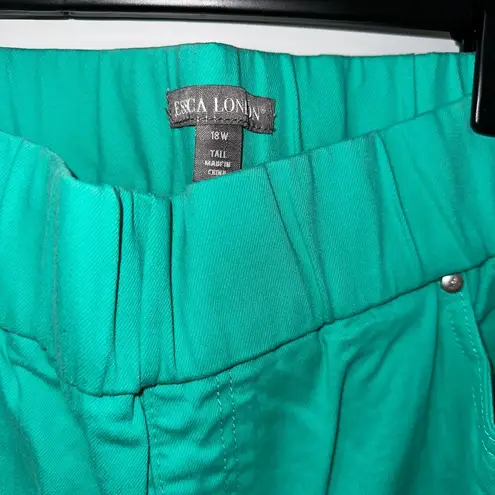 Jessica London GREEN PULL ON ELASTIC WAIST STRETCH JEANS SIZE 18W TALL