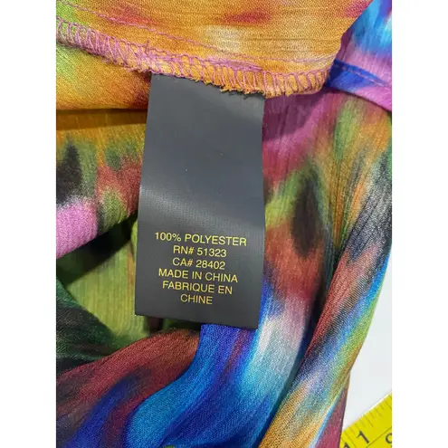 Cynthia Steffe Multicolor Abstract Print Blouse Sheer Tunic Top Women's M