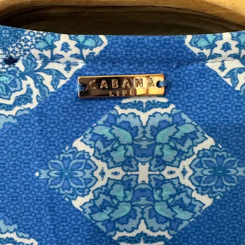 Cabana Life Dress Flutter Sleeve Pockets Sun Protection Blue White Size Medium