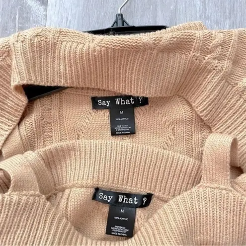 Say What? Tan Cable Knit 2pc Sweater Set M - Image 3