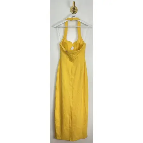 Elliatt Tuning Halter Neck Column Gown in Yellow Size Medium