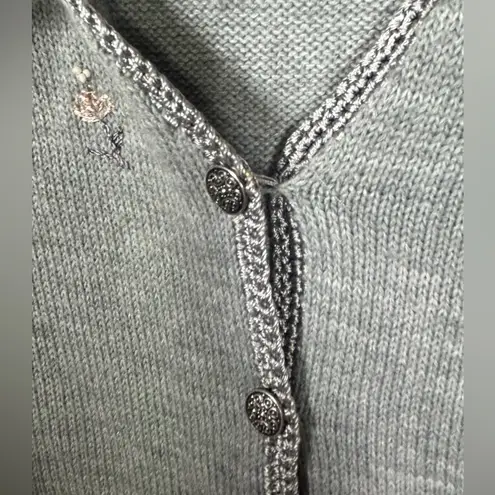 Napa Valley Petites Grey Embroidered Button Bead Floral Wool Blend Sweater Vest Gray Size undefined - Image 5