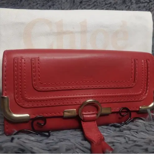 Chloé ❤️ Marcie Continental Long wallet in soft red leather.