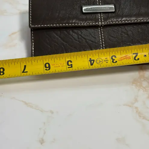 Puntotres Brown Leather Wallet Bifold Snap Closure Contrast Stitching 6.5"x4" Brown