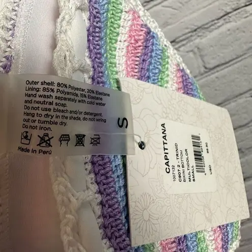 Capittana Women’s Trinidad Swim Bikini Bottoms Crocheted Rainbow Handmade S NWT