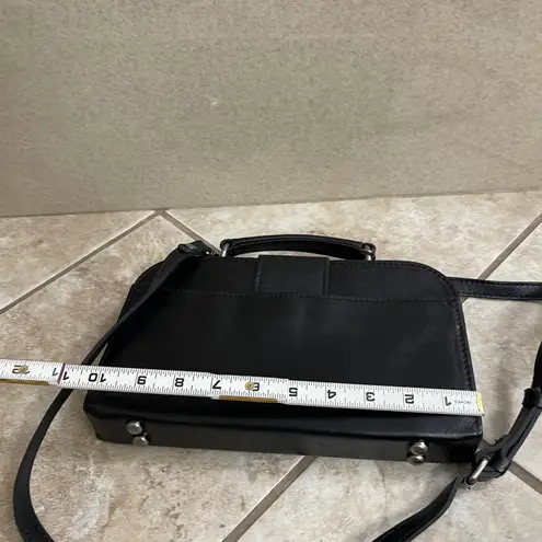 Patricia Nash Crossbody Bag Leather Satchel Top Handle Handbag Black trace EUC