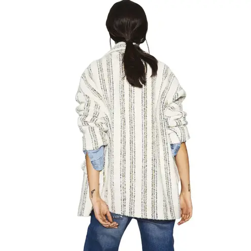 Ba&sh BASH Fillie Coat Double Breasted Striped Ivory Ecru Wool Alpaca Peacoat Medium