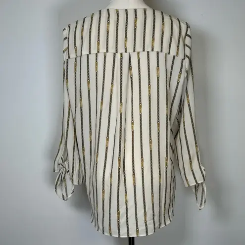 MICHAEL Michael Kors Logo Gold Chain Blouse Cuff With Tie Women’s Size Medium