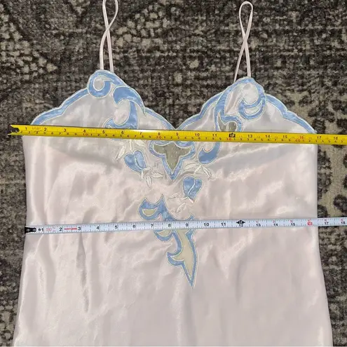 Natori Vintage Women’s Size S M Pale Pink Blue Lace Front Spaghetti Strap Gown