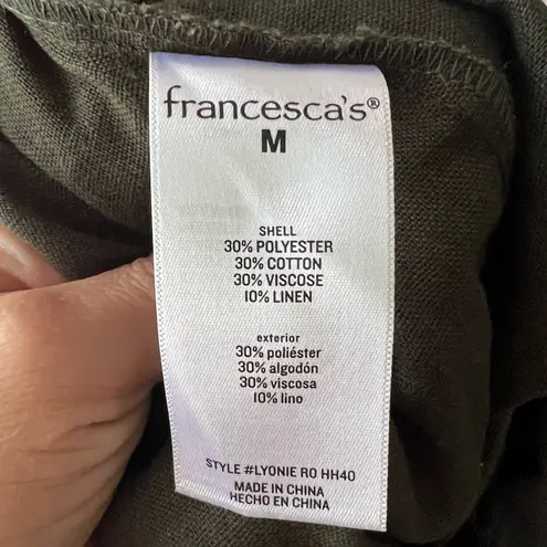 AUDREY PARKS + FRANCESCAS Maisie Puff Sleeve Jumpsuit Women's SIZE MEDIUM linen Green