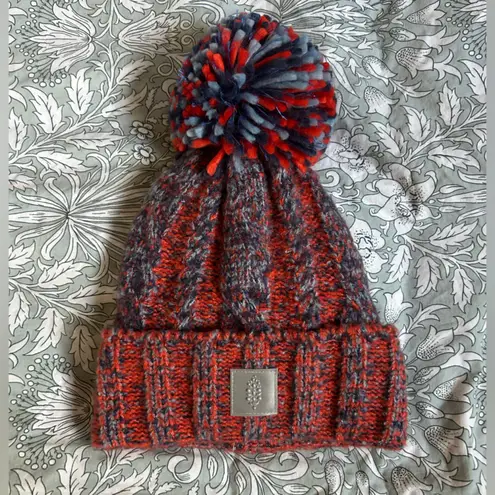Free People Pom Party Reflective Beanie NWOT Red