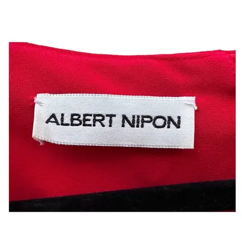 Albert Nipon Vintage Red Rhinestone Bow Evening Cocktail Holiday Dress As Is 8