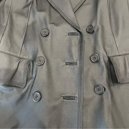 Y2K Newport News Black Leather Jacket Size S