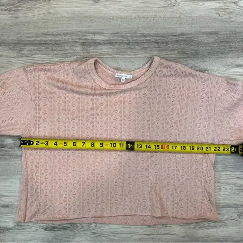 Antistar Pink Textured Knit Cropped Long Sleeve Tshirt