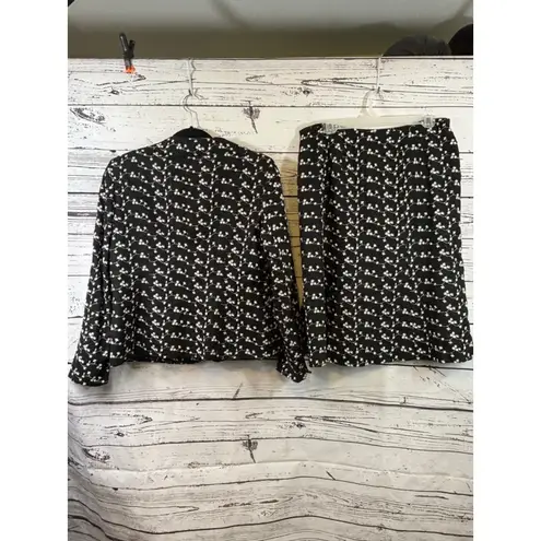 Le Suit Women's Black & White Floral Blazer & Skirt Set, Size 12