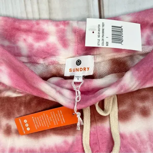 Sundry Pink and Wine Tie Dye Basic Terry Sweatpants NEW Size 1 Small