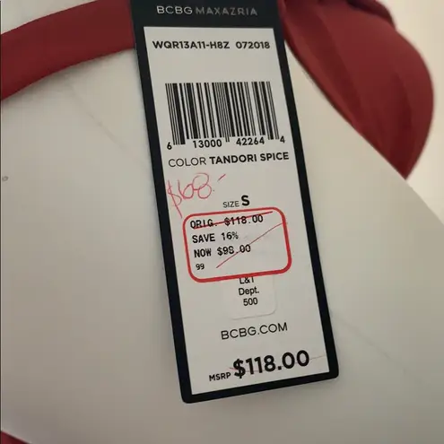 BCBGMAXAZRIA  Lace up Rust Orange Ruffle tank‎ size s NWT - Image 2