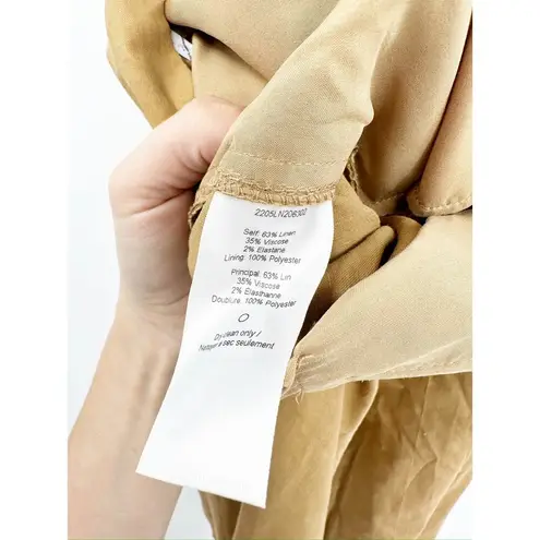 Veronica Beard Lago Tan Linen Blend High Waist Ankle Pants Size 14