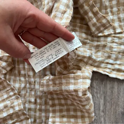 ZARA  cream gingham textured oversized button down shirt